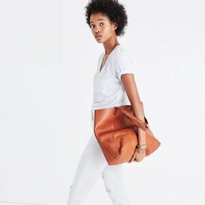 Madewell The ZipTop Medium Transport Tote Leather Brown Bag